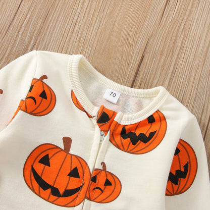 Halloween Rompers! Boy's & Girl's Long Sleeve Zip Pumpkin Rompers