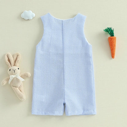 Boy's Sleeveless Easter Bunny Embroidered Jumpsuits