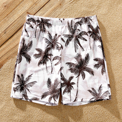 Family Matching! Palm Tree One Piece Swimsuits & Trunks
