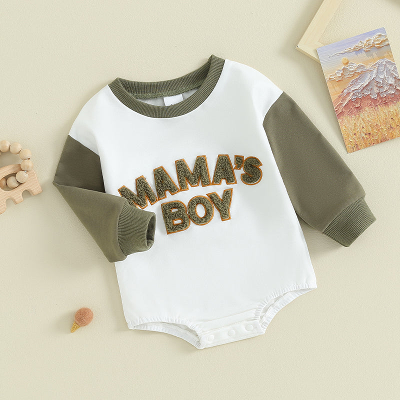 Boy's Long Sleeve "Mama's Boy" Sweatshirt Rompers