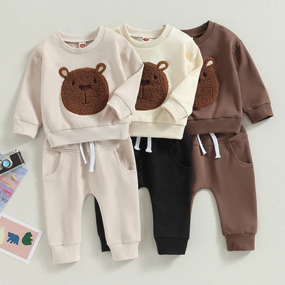 2-Piece Fall/Winter Outfits! Boy's & Girl's Teddybear Sweatshirt & Pants Sets