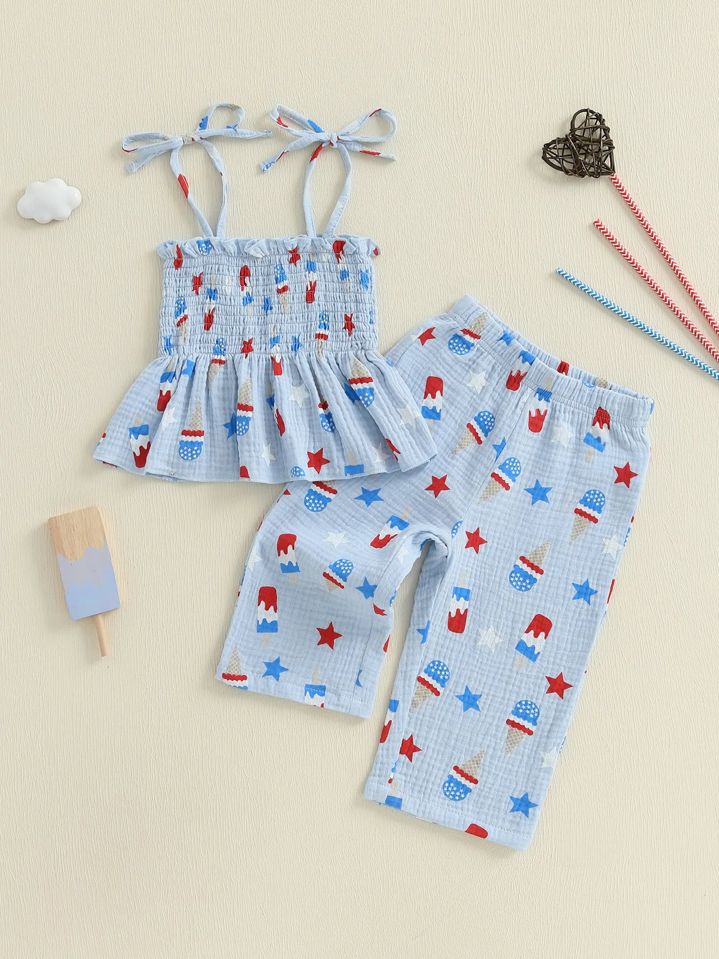 Girl's 2-Piece 4th of July Cami & Pants Sets