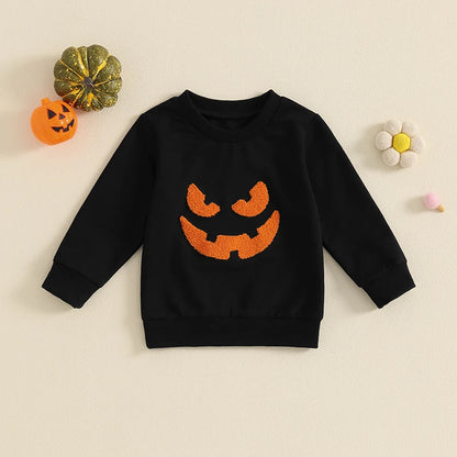 Boy's & Girl's Embroidered Halloween Pumpkin Sweatshirts