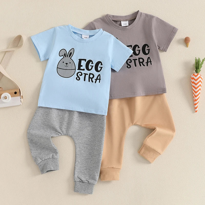 Boy's Easter Bunny T-shirt Pants Sets