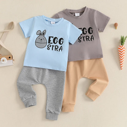 Boy's Easter Bunny T-shirt Pants Sets