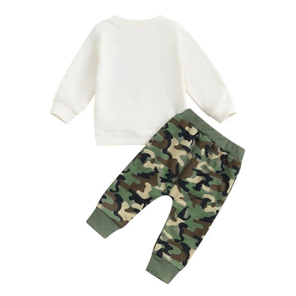 2-Piece Fall Outfits! Boy’s Long Sleeve Embroidered Sweatshirt & Pants Sets