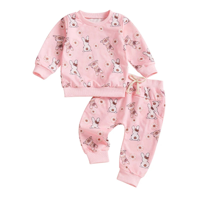 Girl's Easter Rabbit Sweatshirts Pants