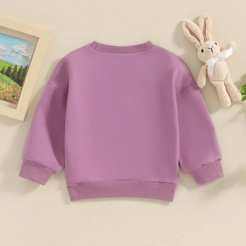 Girl's & Boy's Fuzzy Embroidered Easter Bunny Tops