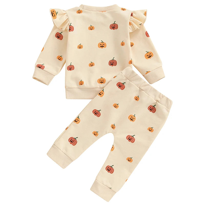 Girl's & Boy's 2-Piece Pumpkin Sweatshirt & Sweatpants Sets