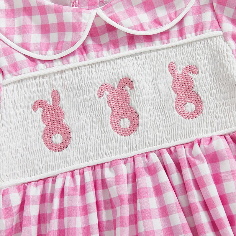 Girl's & Boy's Embroidered Easter Bunny Doll Collar Rompers