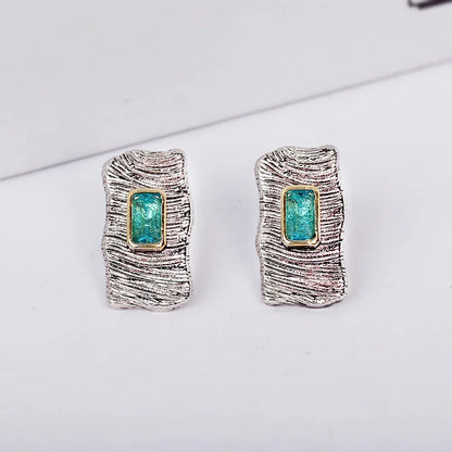 Natural Blue Zircon Earrings