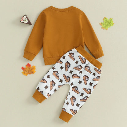 2-Piece Thanksgiving Outfits! Girl’s & Boy’s Long Sleeve Pumpkin Sweatshirt & Pants Sets