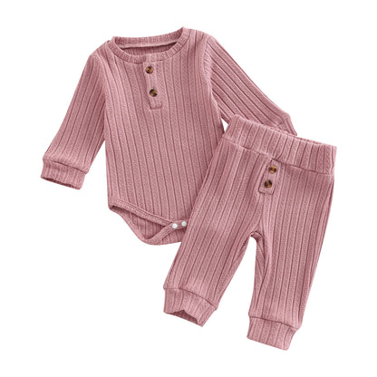 2-Piece Fall Outfits! Girl’s Long Sleeve Rompers & Pants Sets