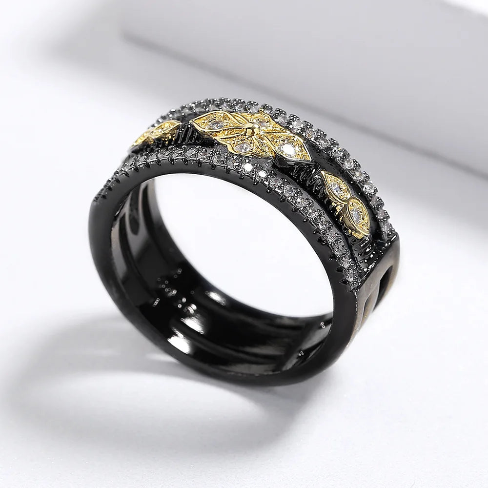 Black & Gold Style Geometric Rings