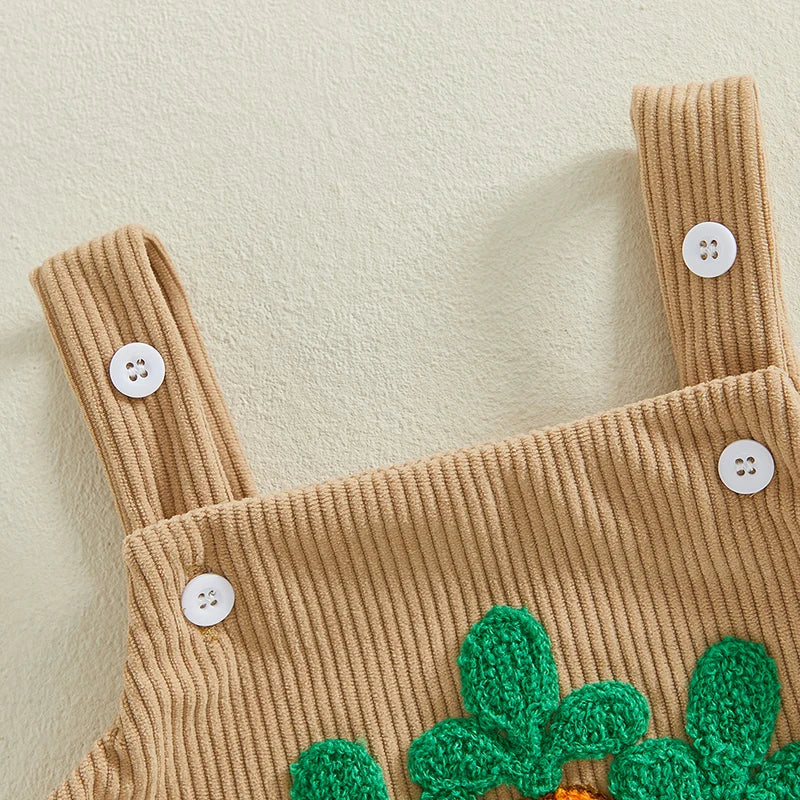 Boy's & Girl's Fuzzy Embroidered Easter Romper Overalls