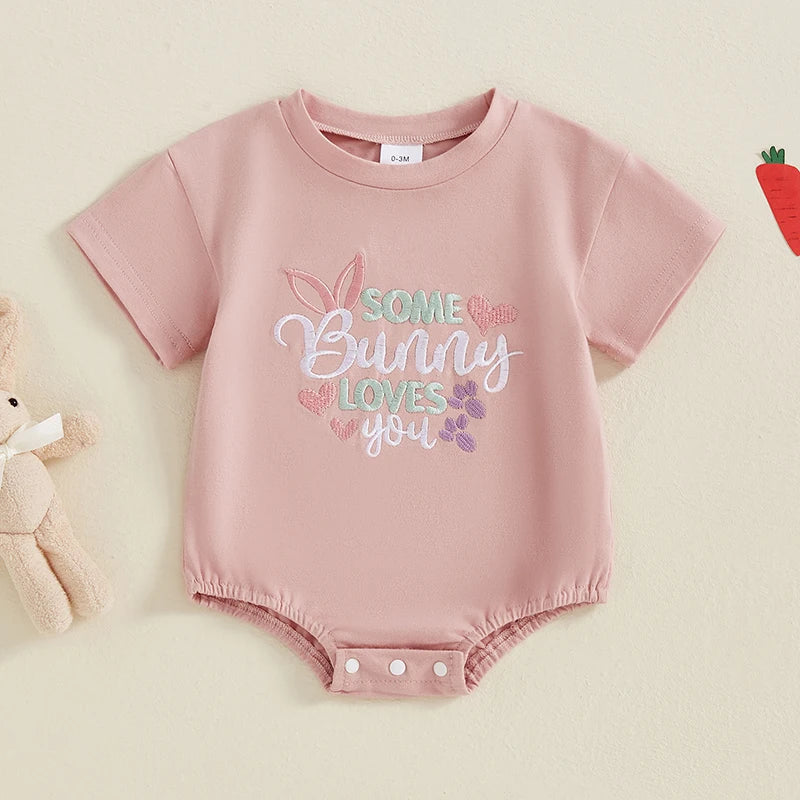 Girl's Embroidered Easter Bunny Onesies