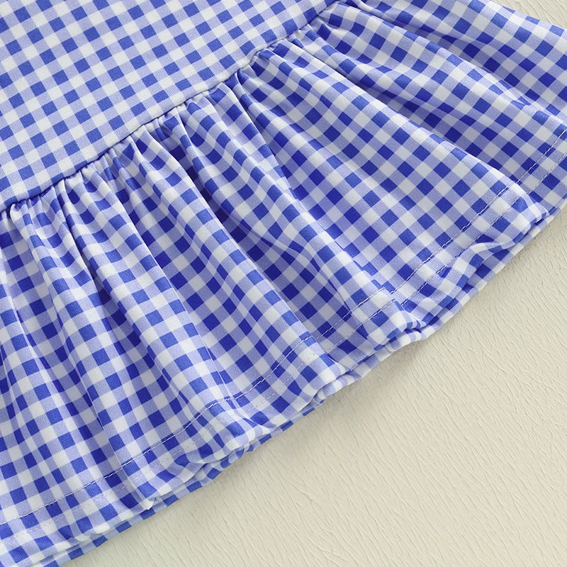 Girl's Short Sleeve Golf Club Embroidered A Line Dress