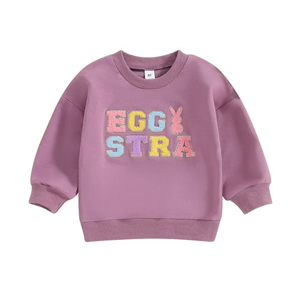 Girl's & Boy's Fuzzy Embroidered Easter Bunny Tops