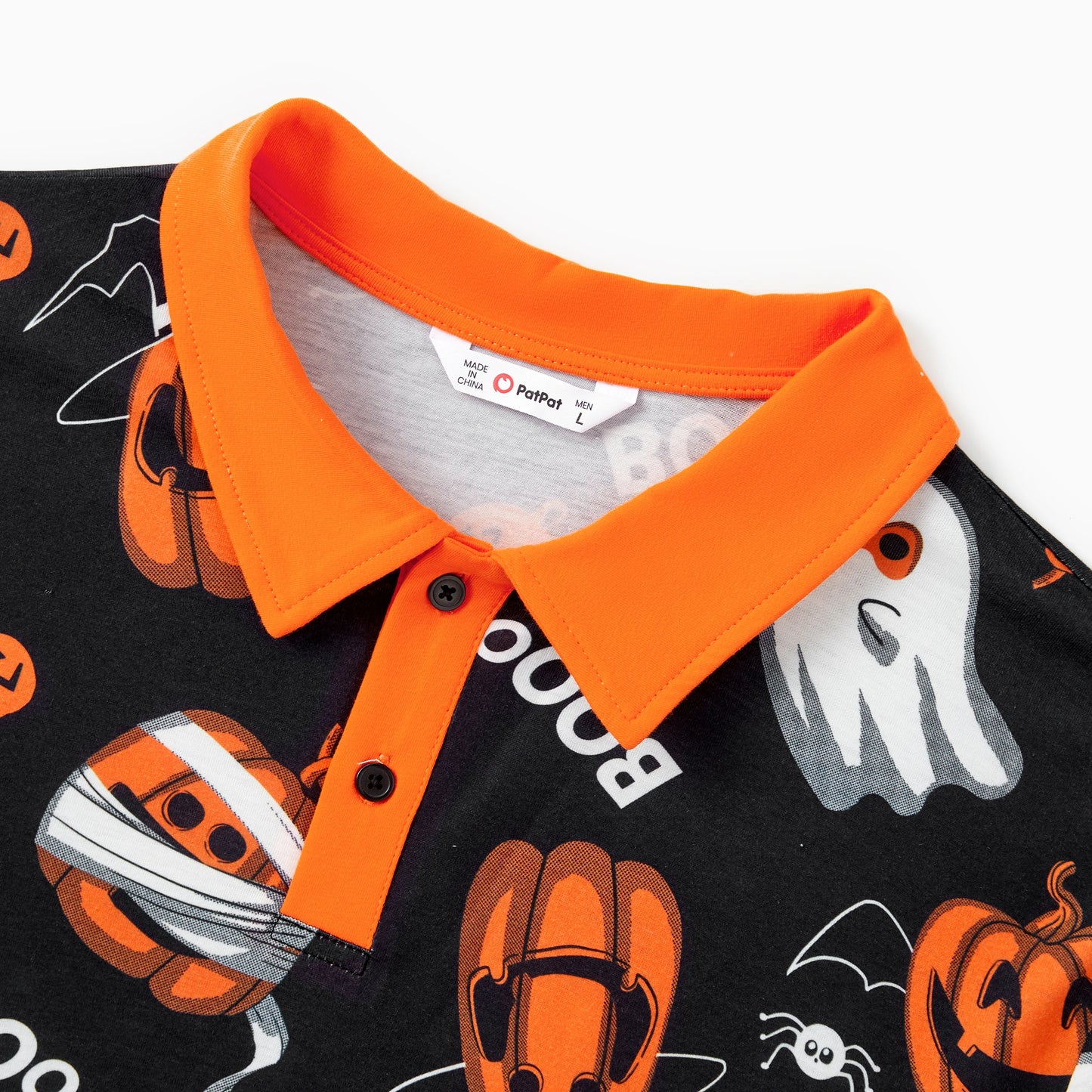 Family Matching! Halloween Pumpkin Ghost Spiderweb Polo Shirts or Ruched Sleeveless Dresses