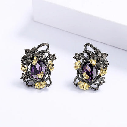 Amethyst Flower Petal Earrings