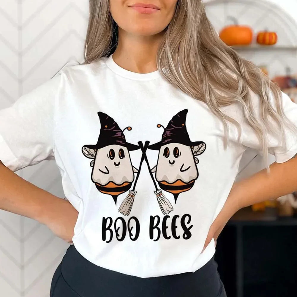 Halloween Tees! Womens Graphic Print Ghost Boo Bees Witch T-Shirts