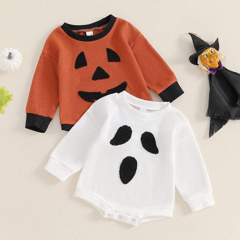 Halloween Onesie Sweaters! Boy's & Girl's Ghost & Pumpkin Print Tops