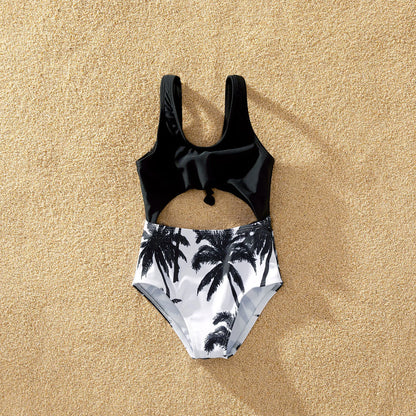 Family Matching! Family Look Coconut Tree Print One-piece Matching Swimwears