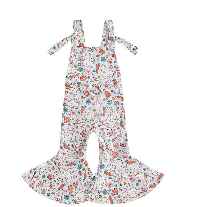 Girl's Sleeveless Easter Floral Jumpsuit & Suspender Pants Sets