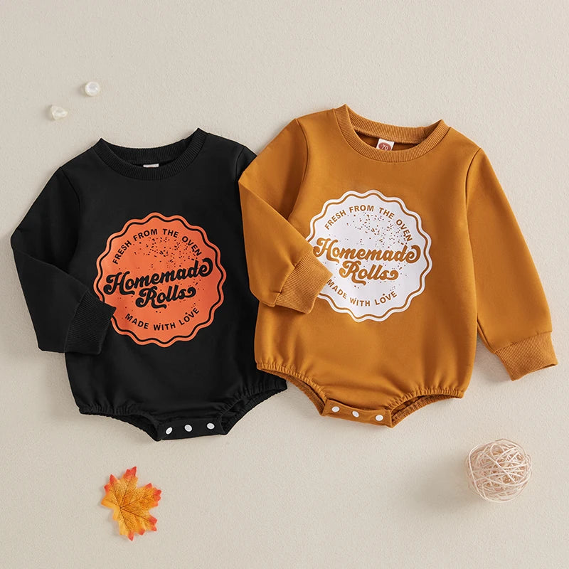 Girl's & Boy's Thanksgiving *Homemade Rolls* Long Sleeve Onesies