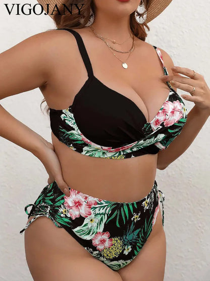 2 Piece PLUS High Waist Bikini Swimsuit