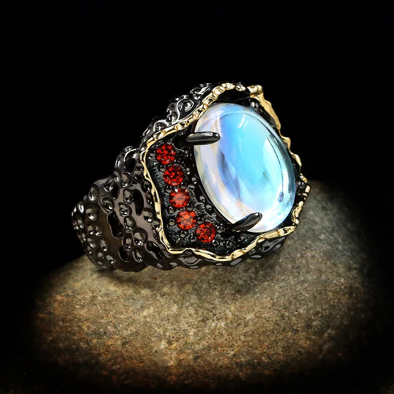 Moonlight Dragons Eye & Red Zircon Gemstone Rings