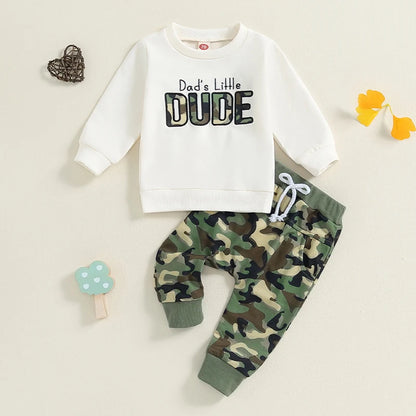 2-Piece Fall Outfits! Boy’s Long Sleeve Embroidered Sweatshirt & Pants Sets