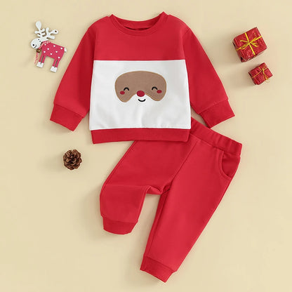 2-Piece Christmas Outfits! Boy’s Long Sleeve Sweatshirt & Pants Sets