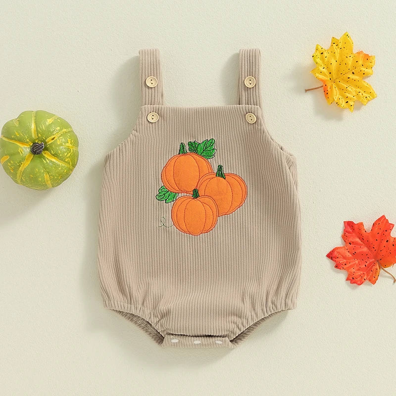 Halloween Outfits! Girl’s & Boy’s Embroidered Bats, Ghost, Pumpkin Rompers & Bib Overalls