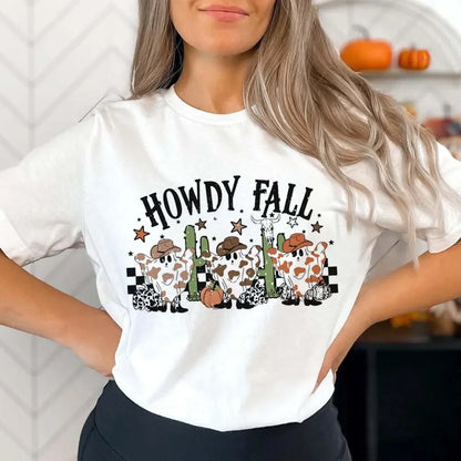 Halloween Tees! Womens Howdy Fall Western Ghost Cowboy T-Shirts