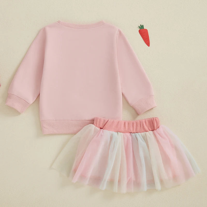 Girl's Easter Bunny Sweatshirts & Mesh Skirt Sets