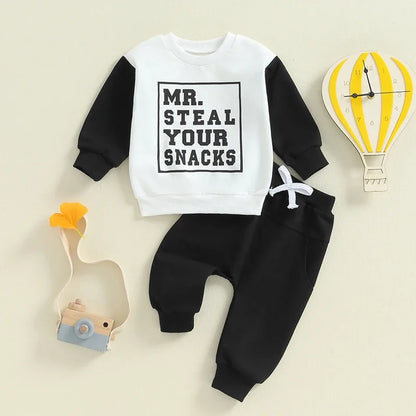 2-Piece Fall Outfits! Boy’s Long Sleeve Sweatshirt & Pants Sets