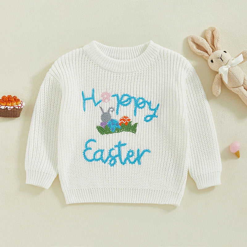 Girl's & Boy's Embroidered Easter Bunny & Eggs Sweaters