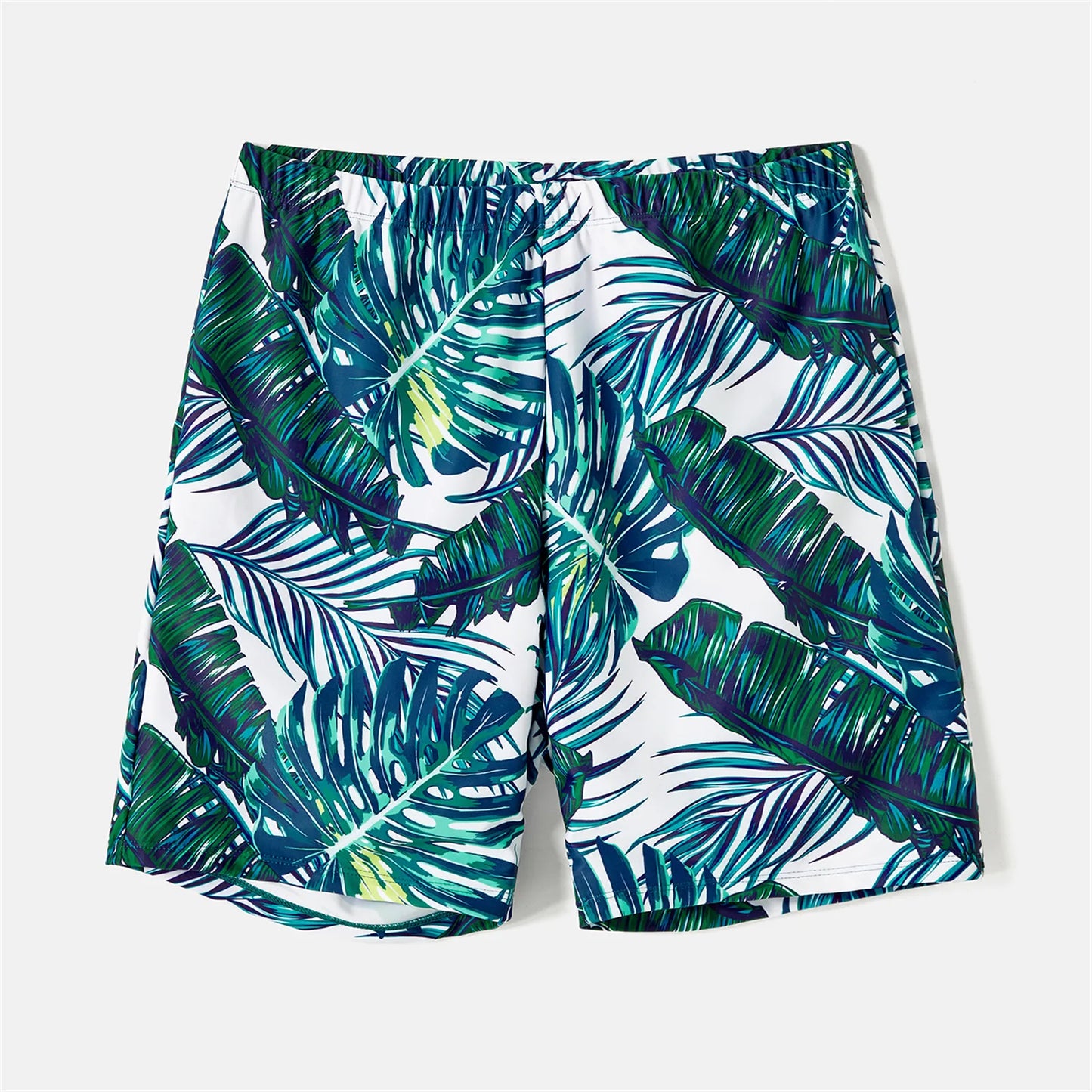 Family Matching! Swimwear Allover Palm Leaf Print Crisscross One-piece Swimsuit & Swim Trunks Swimsuit