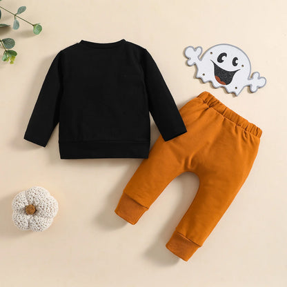 2-Piece Halloween Outfits! Boy’s Long Sleeve Skeleton Sweatshirt & Pants Sets