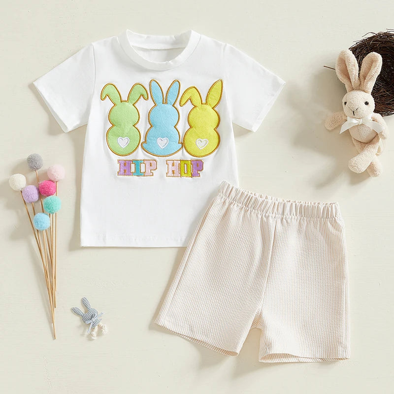 Boy's Easter Bunny T-Shirt & Shorts Sets