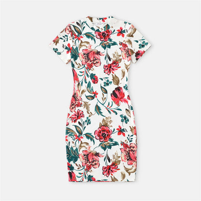 Family Matching! Floral Short-Sleeve Dresses & T-Shirts
