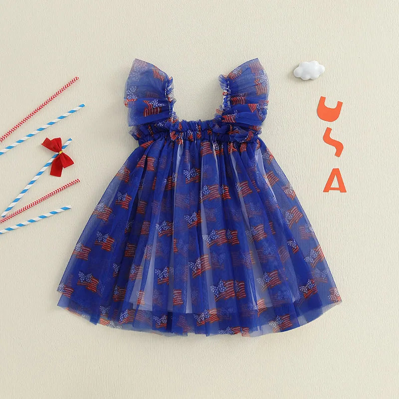 Girl's Tulle Red, White & Blue 4th of July Dresses