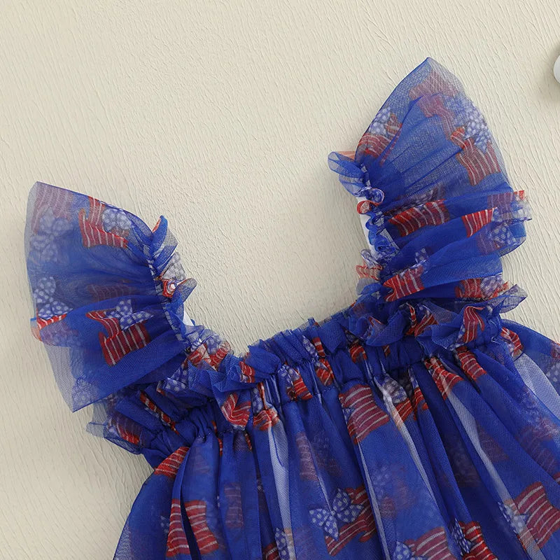 Girl's Tulle Red, White & Blue 4th of July Dresses