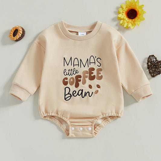 Boy's & Girl's "Mama's Little Coffee Bean" Sweatshirt Rompers