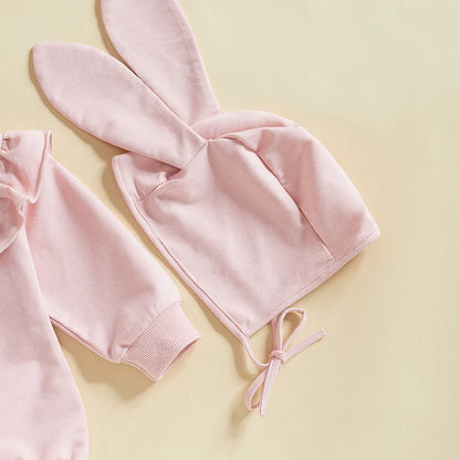 Girl's Ruffled Easter Bunny Tail Onesie & Bunny Ear Hat Sets