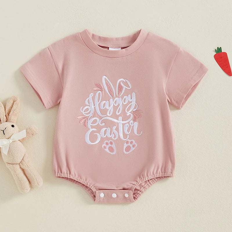 Girl's Embroidered Easter Bunny Onesies