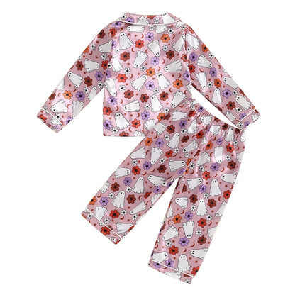 Halloween Pajamas! Girl’s Ghost, Pumpkin, Flower Tops & Pants Sets