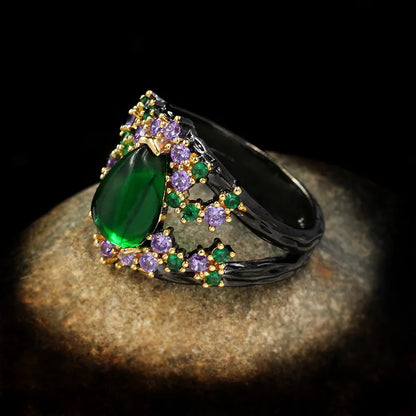 Drop Emerald Rings Micro Purple Zircon Rings