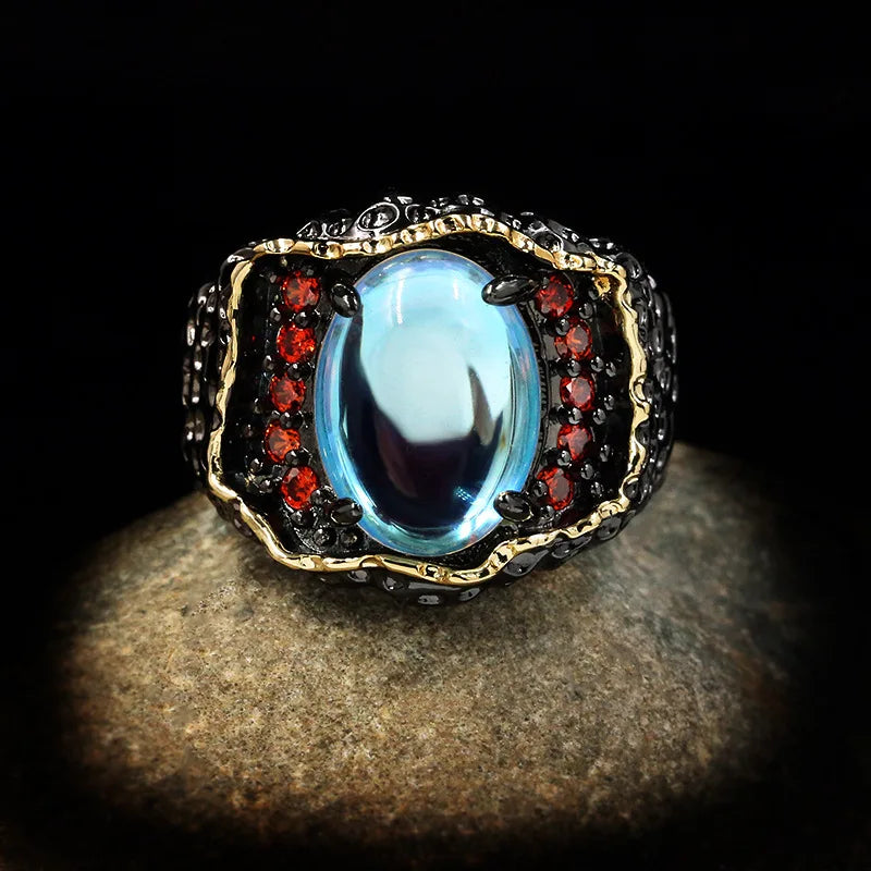 Moonlight Dragons Eye & Red Zircon Gemstone Rings